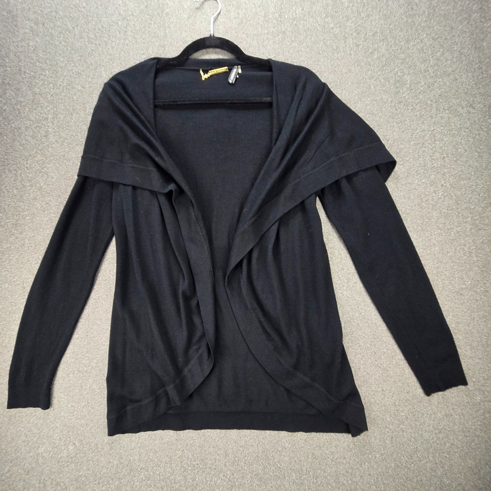 Bergdorf Goodman Elie Tahari M Black 100% Merino Wool Open Front Cardigan